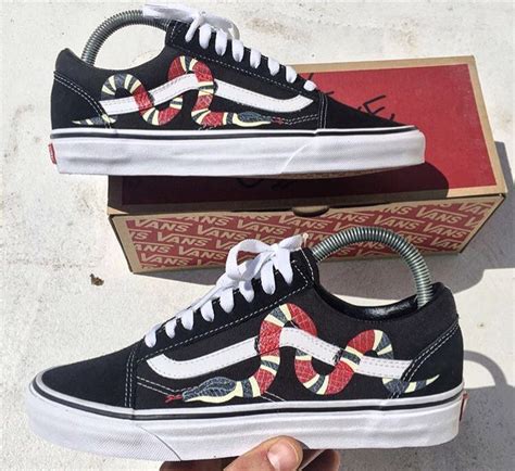 hand painted gucci snake vans|Custom Gucci Snake Old Skool Vans .